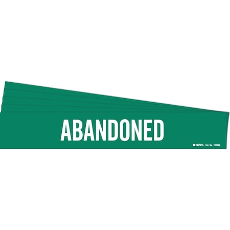 ABANDONED Pipe Marker Style 1 White On Green 1 Per Card, 5 PK